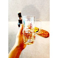 아사히 맥주잔 투명 손잡이 410cc 예쁜생맥주컵 수입맥주잔 홈바 하이볼 집들이선물, 1개
