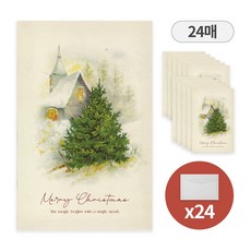 디어플레이스 크리스마스 일러스트 엽서+봉투, 24개, 04 크리스마스 트리