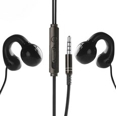 루프핏 클립 이어커브형 유선 이어폰, 블랙, 3.5MM