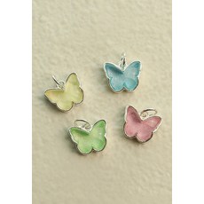 버터플라이 나비 컬러 아크릴 실버925 메달 참 은펜던트 (4colors)