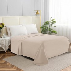 Elegant Comfort 프리미엄 호텔 품질 플랫 시트 1장 고급스럽고 부드러운 1500수 이집트 침구 플랫 시트 주름 얼룩 및 변색 방지 풀 세이지, 크림