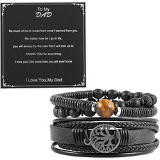 HZMAN 정품 가죽 트리 생명 팔찌 남성 타이거 천연 돌 용암 바위 구슬 민족적 탄성 손목 밴드