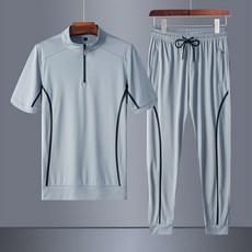 ANYOU 남성 운동복 반팔티 팬츠 트레이닝 트레이닝복 2피스 조깅 세트