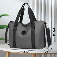 學生旅行包 手提便攜 出差行李袋, 灰色【加厚防水皮革/可背挎可手提】