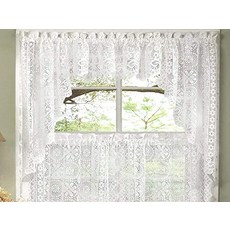 Sweet Home Collection 주방 창문 커튼 패널 장식 버팔로 체크 디자인 160cm(63인치) 길이 버건디