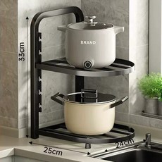 후라이팬 냄비 정리대, 불랙, 2단
