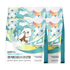 CUTEPOL 순수 카사바 고양이 모래 응고형 극세입자 강한 흡수력 사막화 방지, Original, 4개, 2.5kg