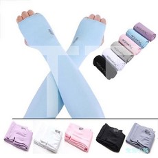 夏季冰絲袖套，防曬袖套，手臂防紫外線袖子，戶外開車男女通用款, 指套款 黑色, 1個