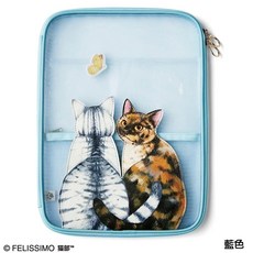 FELISSIMO 貓部 A4文件網袋保護套, 1個, 藍色, 藍色