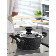 키친아트 직화냄비 24cm 장갑증정 다용도 뉴네이쳐 sr블랙 16cm 밀크팟, sr블랙 18cm 밀크팟 찜기 바구니 포함