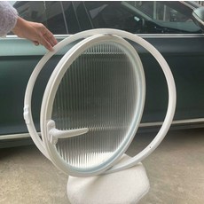 원형 회전 창문 유리 투명 360도 샷시 다락 윈도우, 알루미늄 화이트+레인보우 직경 60cm