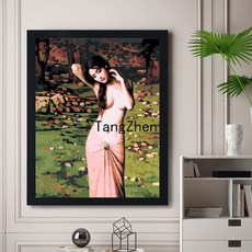 【TangZhen】유화그리기 유화그리기세트 diy 수제 채색 디지털 유화 발레 무용 커플 디지털 색칠 손그림 압축 풀기 거실 장식 40*50, 5152 향기 수줍음, 60x75 두께 내곽선 더블 페인트 펜 + 콤보 외곽, 1개