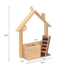 牆面仿真花仿真花籃 園藝柵欄裝飾品 戶外掛飾鑰匙收納盒 實木吊飾, C款原木色, 1個