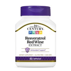 21St Century 紅酒萃取白藜蘆醇膠囊, 90顆, 1罐