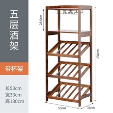 소형 와인랙 진열장 원목 4단 주류 진열장 선반, N. 5단 와인 랙 컵 랙 포함, 1개