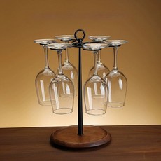 우드 와인 거치대 랙 원목 고급 장식 보관 현대 집안, 1개, 오크 라이트 리 6컵 컵 350ml 6개