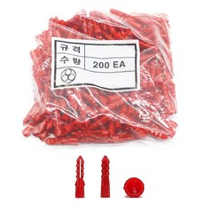 콘크리트 칼블럭 칼브럭 칼부럭 앙카 피스 적색 봉지 판매, 칼브럭(적색)봉지 6x30(200개), 1개