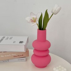 法式香芋紫玻璃花瓶中古高級感客餐廳花瓶插花高級感裝飾花瓶擺件, 甜甜圈磨砂粉