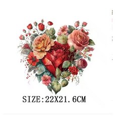 다리미로 붙이는 옷스티커 의류 열전사지 프린트 하트시리즈(5종옵션), 1개, 하트시리즈609번