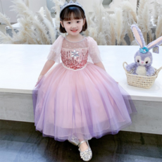 CLOE SHOP 粉色紫色女孩公主裙一件式生日派對萬聖節服裝