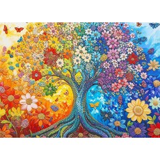 해외 LUCKY PUZZLES ESTD 2020 Lucky Puzzles - Cat & Catch 고양이 장난 성인용 1000피스 직소 퍼즐 | 생생한 예술적 대담한 색상의 재, The Luminous Tree of Life.