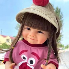 55cm 실물 같은 다시 태어난 인형 소프트 바디 실리콘 비닐 긴 머리, F015703