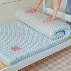 토퍼매트리스 침대매트 토퍼패드 슬림 바닥매트리스 접이식, 1cm, 아쿠아그린 4.5cm