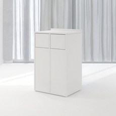 화이트 사무실분리수거함 분리수거수납장 탕비실 백색 슬림형 2칸, 티크, 3단