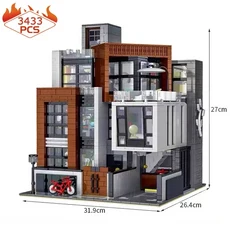 MOC-87366 크리 에이 티브 현대 빌라 모듈 형 도시 건축 빌딩 블록 벽돌 모델 스트리트 뷰 세트 어린이를위한 어린이 장난감 선물, 1개