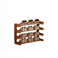 多層實木鞋架 收納架 玄關鞋櫃 落地式鞋子收納架, U型鞋架四層90鞋架-胡桃色-租房必備, 1個