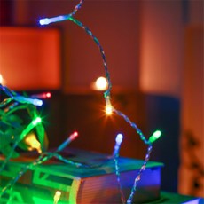 신라Pick 50구 투명선 LED 컬러전구 5m 건전지타입 크리스마스장식전구