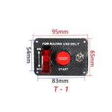 레이싱 카 엔진용 LED 점화 스위치 패널 푸시 단추 토글 탄소 섬유 12V, [02] Carton-T1, 2)Carton-T1
