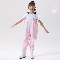 수아키즈 아동용 어린이 갯벌 체험 해루질 가슴 장화, 220, 핑크블루