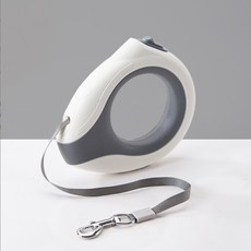 圓環帶燈伸縮牽引繩 狗狗LED發光遛狗繩 寵物外出牽繩, 1個, 珍珠白-3M【基礎款-無燈】