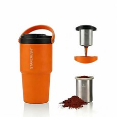 AMZHUB 휴대용 전기 에스프레소 메이커 591.5ml(20온스) 단열 스테인리스 스틸 추출 커피 컵 압력이 있는 빠른 추출 충전식 누출 방지 BPA 프리 여행, AMZHUB 휴대용 전기 에스프레소 메이커, 591.5