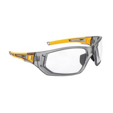 DEWALT DPG112-1D Miter™ 프리미엄 통기성 미끄럼 방지 안전 안경 - 투명 렌즈 프레임 및 고무 다리 노즈피스 1쌍, 그레이/옐로우 / 투명