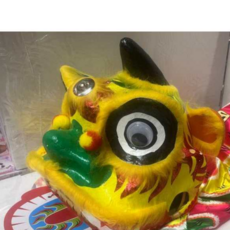 sns 懷舊童玩 獅頭 獅王 民俗藝品 舞龍舞獅 底部直徑26cm 顏色隨機, 1個