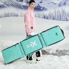 스노우 보드 가방 바퀴 달린 방수 스키가방, TPU 티파니블루(탱크휠), 174x36cm, 1개