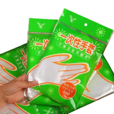 一次性透明手套 厚款 無粉手套 拋棄式手套 清潔手套 PE手套, 600個, 6個
