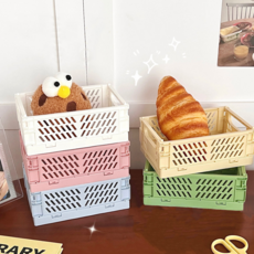 젤리몰 중형 2개세트 파스텔 책상정리함 폴딩 수납박스 책상용 접이식 다용도 수납함 책상선반, 1. 그린, 2개