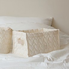 리헤븐 감성 인테리어 누빔 패브릭 다용도 손잡이 바구니 정리함, 아이보리, 1개