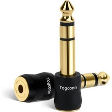 1/4 인치에서 1/8 인치 어댑터 4개 세트 6.35mm 쿼터 TRS 스테레오 남성용에서 3.5mm 여성 잭 플러그 골드 플레이트 순수 구리 오디오 컨버터 커넥터 프리미엄 품, 2 Pack, 6.35mm(TRS) Male to 3.5mm Fema