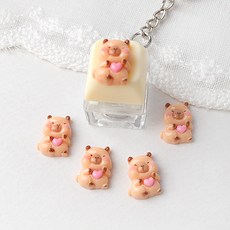 비즈아이 [6425-13]아크릴 키캡파츠 탑꾸재료 하트카피바라 10x14.5mm 1개