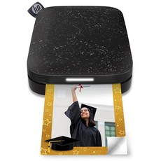 HP Sprocket 휴대용 5.1x7.6cm2x3인치크기의 즉석 사진 프린터블러쉬 iOS 및 안드로이드 기기에서 뒷면이 스티커로 된 Zink 인화지에 인화 207289, Printer, Black