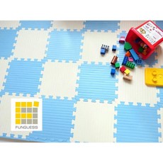 FUNGLESS 方格子地墊 30x30x2.3cm 8入 莫蘭迪色 EVA加厚遊戲墊, 32*32*2.3cm藍色配白色