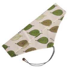 餐具收納綁繩收納袋 - 三角便攜餐具袋 刀叉湯匙筷子環保吸管收納袋 餐袋 婚禮小物, 1個, 橫開綁繩款, 葉脈