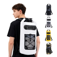 디오르칸 드라이백 방수가방 스트링 매쉬 포켓 10L 20L 30L, 화이트