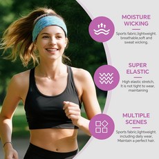 AIZORVEE 여성용 땀 머리띠 - 수분 흡수 와이드 요가 머리띠 미끄럼 방지 부드럽고 신축성 있는 스포츠 헤드밴드 운동 달리기 체육관용 5팩 다채로운 모음