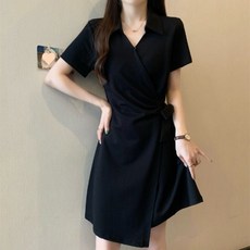 Yellwel 빅사이즈 여성 원피스 여름 허리 라인 슬림 핏 DJP