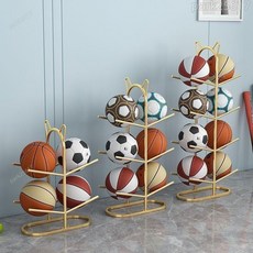 全店低價 籃球收納架 壁掛移動置物架 足球收納架 排球架 籃球架 足球家用籃球排球收納球類擺放架 幼兒園球架, 金色,四層, 1個